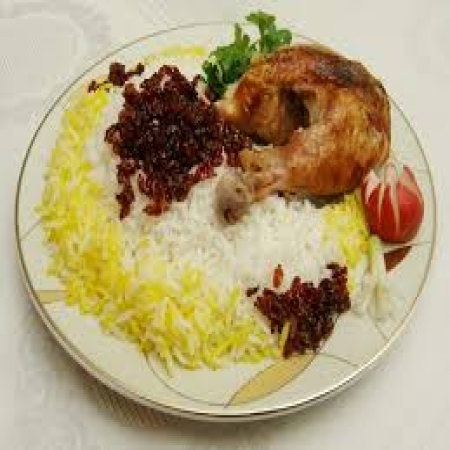 چلو مرغ سرخ شده